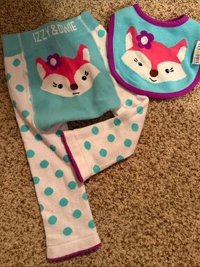 Turquoise Fox Baby Bib